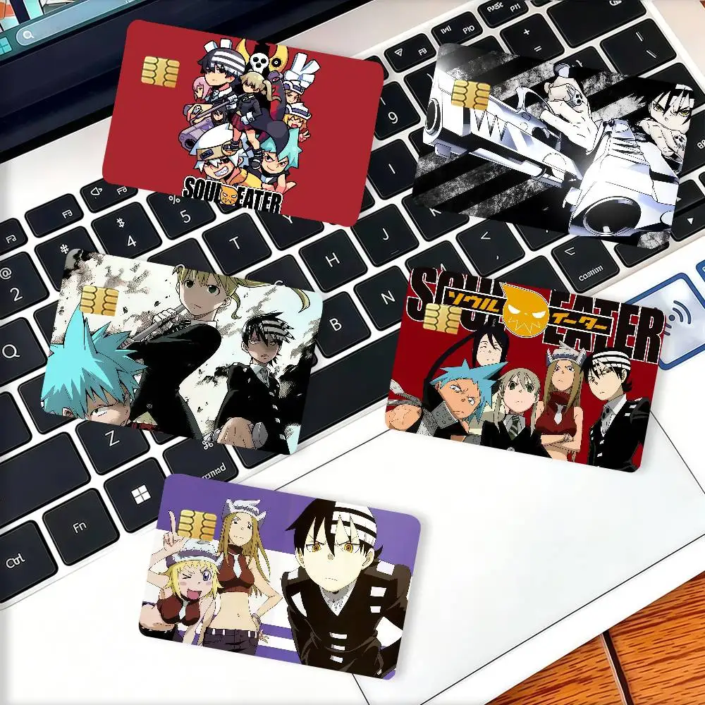 Anime S-soul E-eater adventure Credit Card Decorative Card Stickers Suitable For Bank Cards Metro Transit Anti-scratch Gift 4PCS