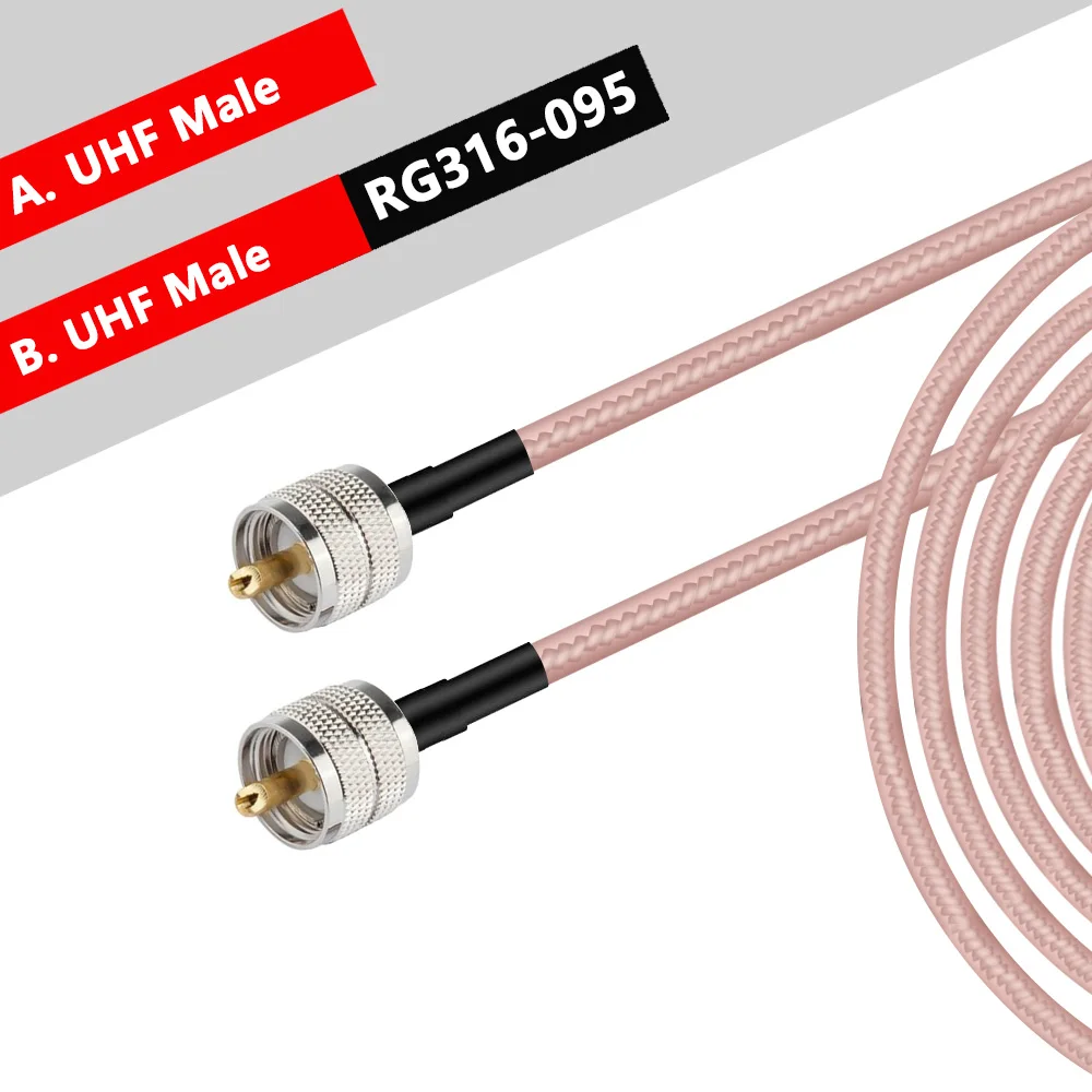 PL259 UHF Male to PL259 UHF Male Plug Connector RF Coaxial RG316 Cable Low Loss 0-6GHz Jumper Pigtail Antenna Extension Cable
