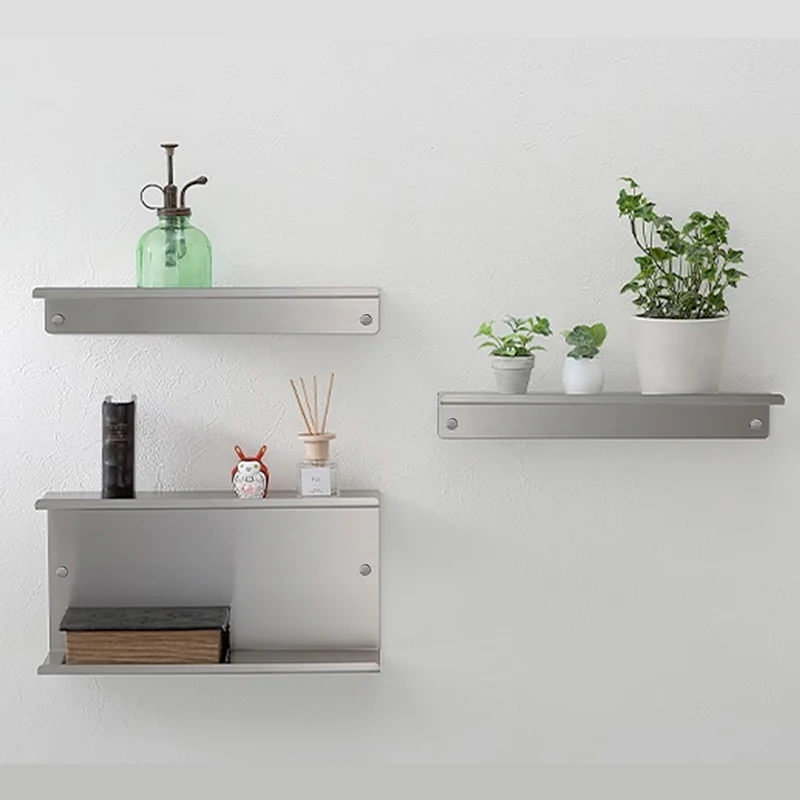 Stainless Steel Wall Shelf Horizontal Bathroom Organizer Metal Floating Shelves Stable Load-bearing Storage Rack for Toiletries