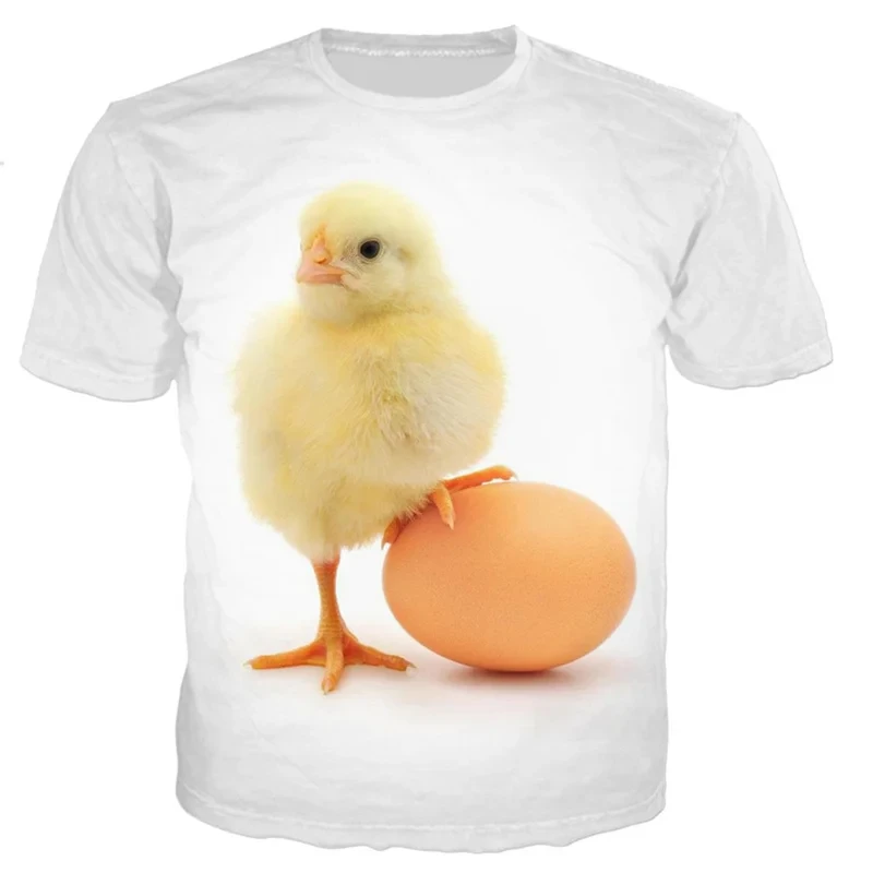 3D Printed Flower Rooster Print Summer Fashion Men's T-Shirt Casual, Breathable and Comfortable Crewneck Oversized Short-sleeved image 5