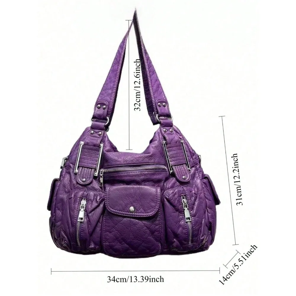 Ladies' fashionable retro Y2K spicy girl handbag, large capacity, multiple pockets, punk crossbody bag