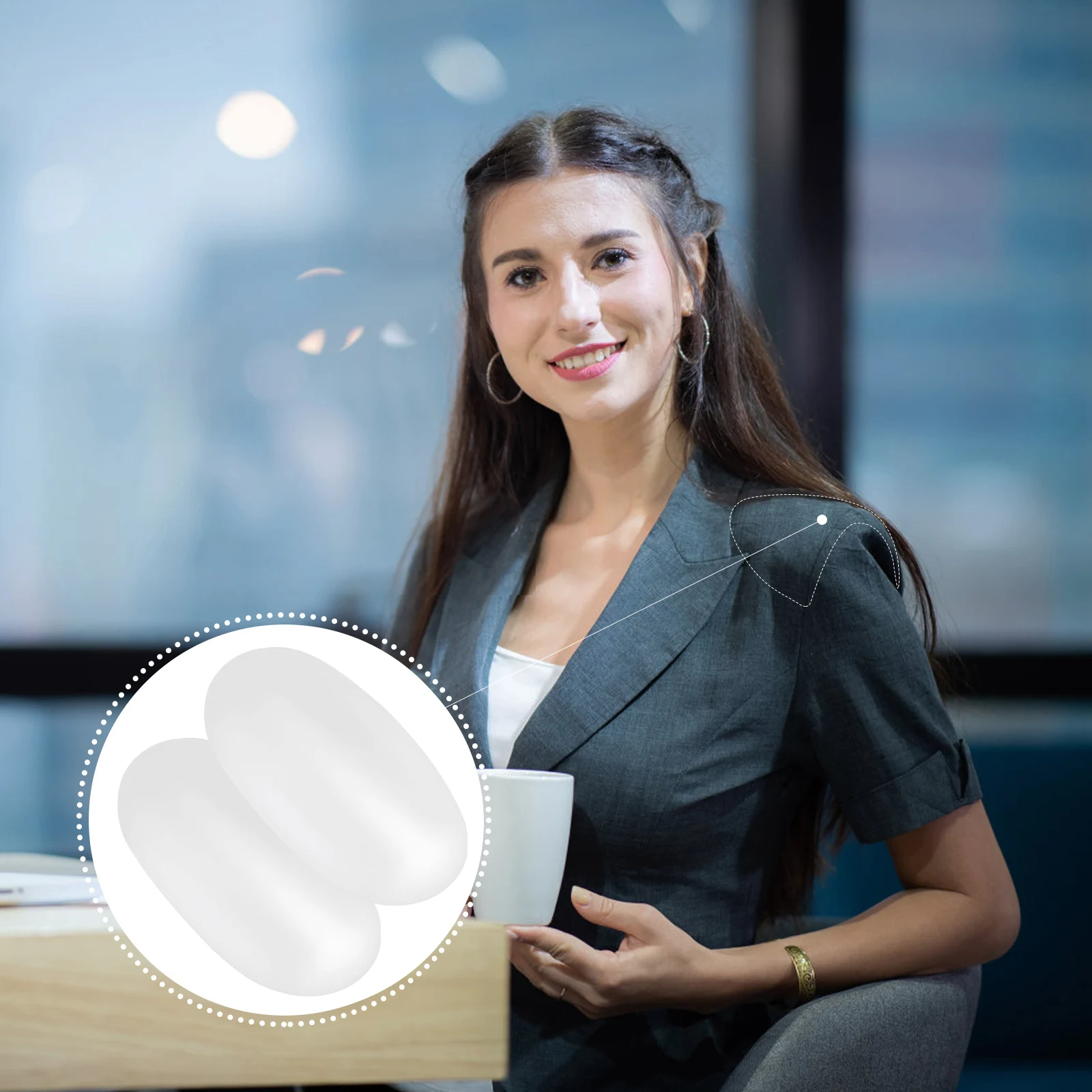 

Invisible Silicone Self Adhesive Support Cushion For Women Reusable Shoulder Enhancer Round Shoulder Support Sizing Pads