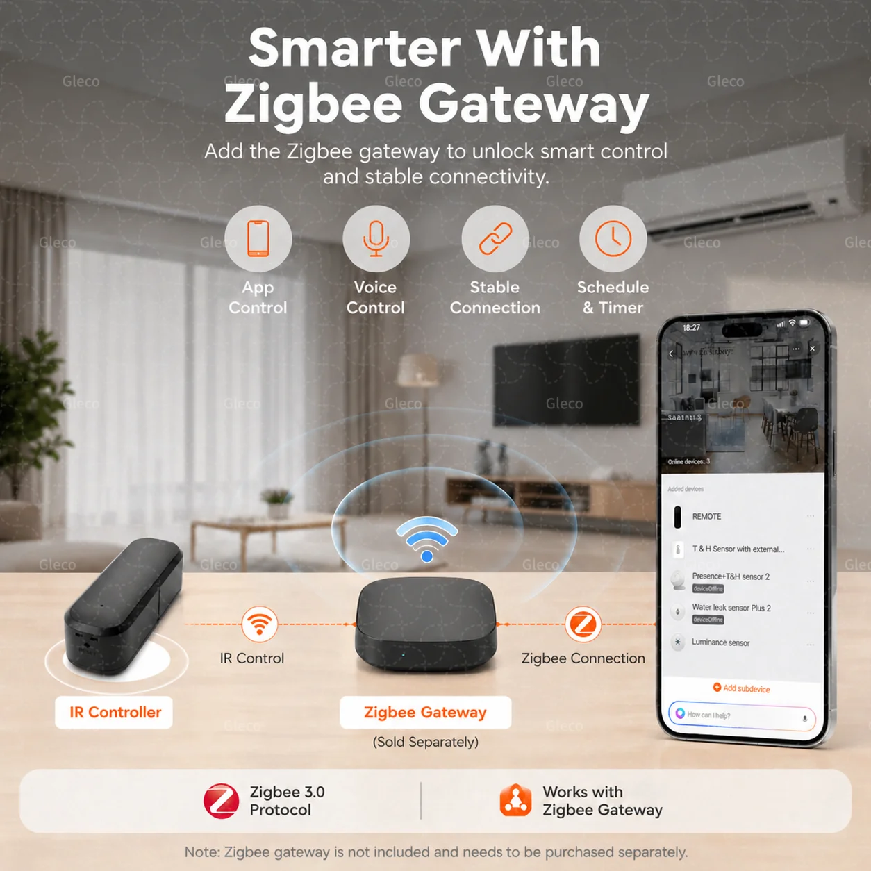 Universeller Zigbee IR-Blaster Fernbedienung mit Temperatur- und Feuchtigkeitssensor, 2MQTT TUYA APP-Steuerung für Klimaanlagen, Fernseher und Smart Home Szenarien – Detail 3