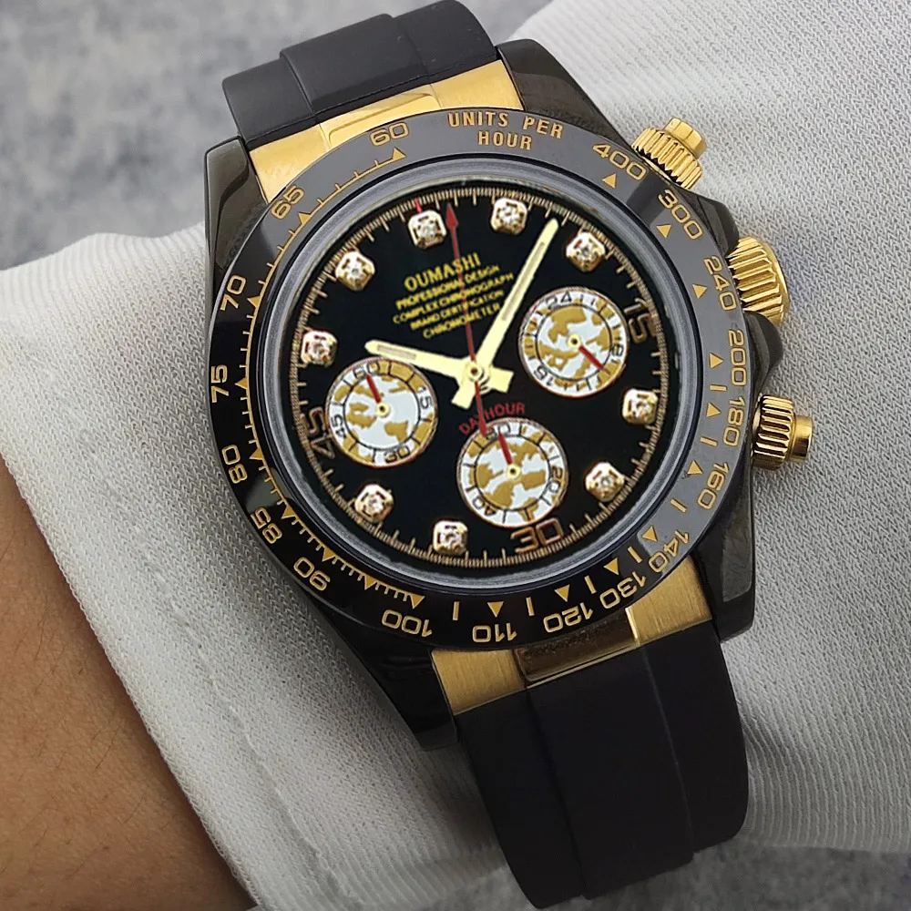 ساعات VK63 39.3 مللي متر ساعة فاخرة للرجال كرونوغراف GEMS ساعة رجالية ساعة عمل رجالية VK63 كرونوغراف رجالي مقاوم للماء 10ATM