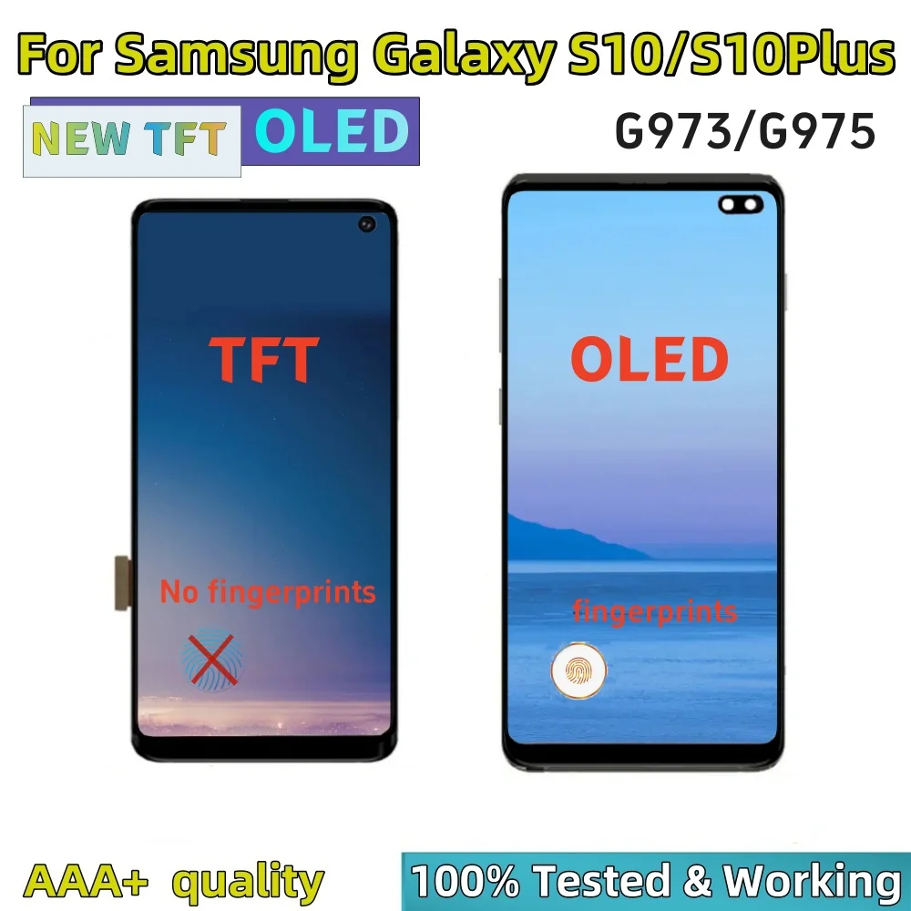 NEW TFT OLED Display For Samsung Galaxy S10 Plus G975 Touch Screen Display LCD For Samsung S10 incell S10 G973F LCD With Frame