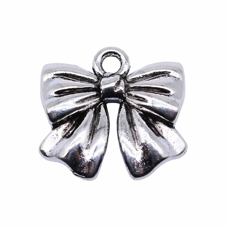 10pcs 17x16mm Antique Silver Color Bowknot Charms Pendant For Jewelry Making DIY Jewelry Findings