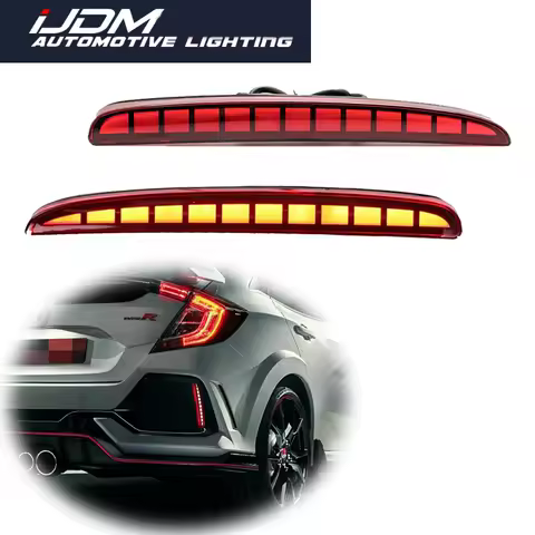 For Honda Civic Hatchback / Type-R / SI 4-Door Sedan 2017-up Red LED Car Rear Bumper Reflector Tail/Brake Lights w/ Turn Signal