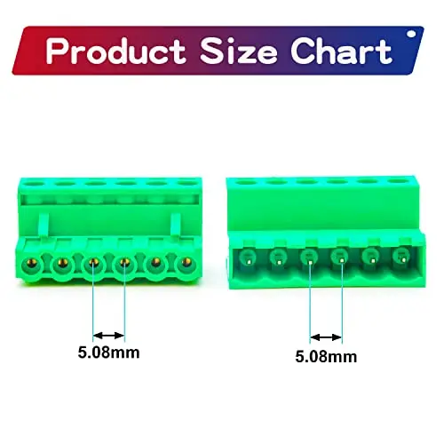 [New] 2 Set 5.08mm 6 Pin Male & Female Phoenix Type Connector No Soldering Green PCB Screw Terminal Block 6 Pole