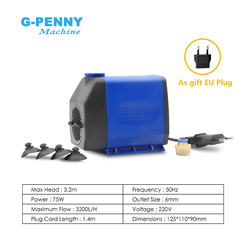 G-PENNY 3.2kw Water Cooled Spindle Kit 3kw Bullet Type Waterproof 4 pcs Ceramic Ball Bearings & Frequency Drive & Bracket & Pump