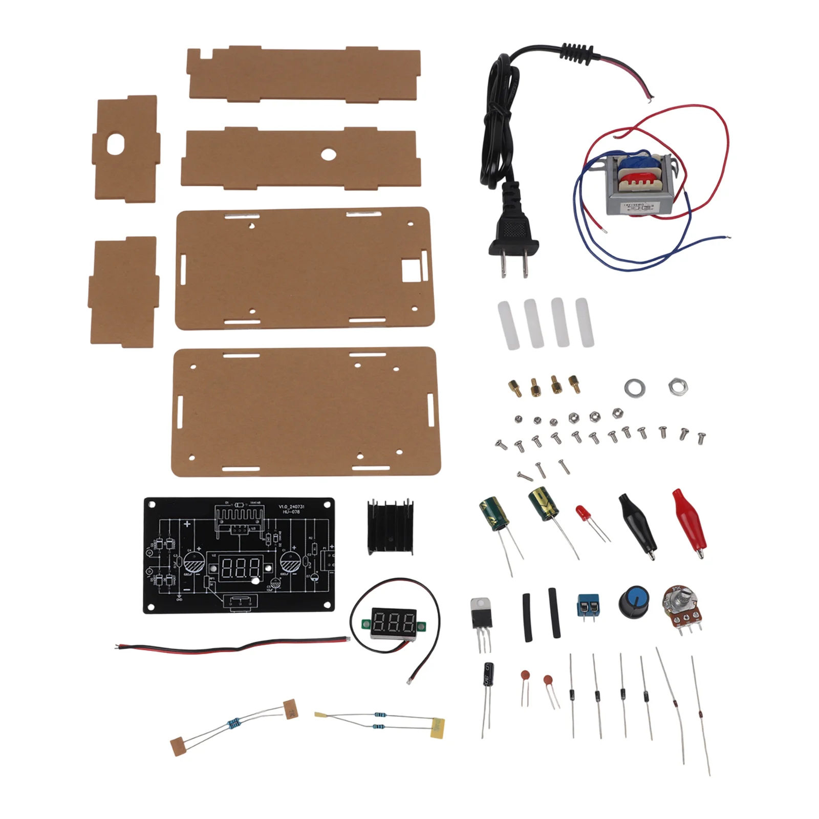 Picture 5: LM317 Voltage Regulator Power Supply Board Kit 1.25-12V Adjustable DC Module With Voltmeter Transparent Case For Electronic DIY