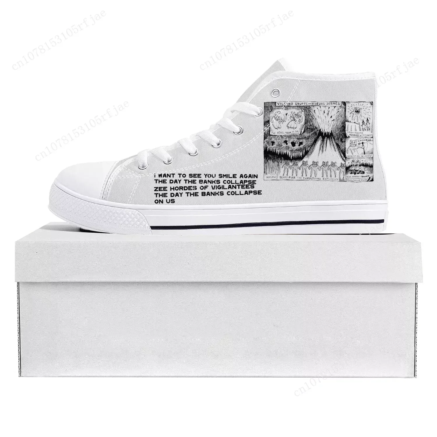 Radiohead Electronic Rock Band High Top High Quality Sneakers Mens Womens Teenager Canvas Sneaker Casual Couple Shoe Custom Shoe