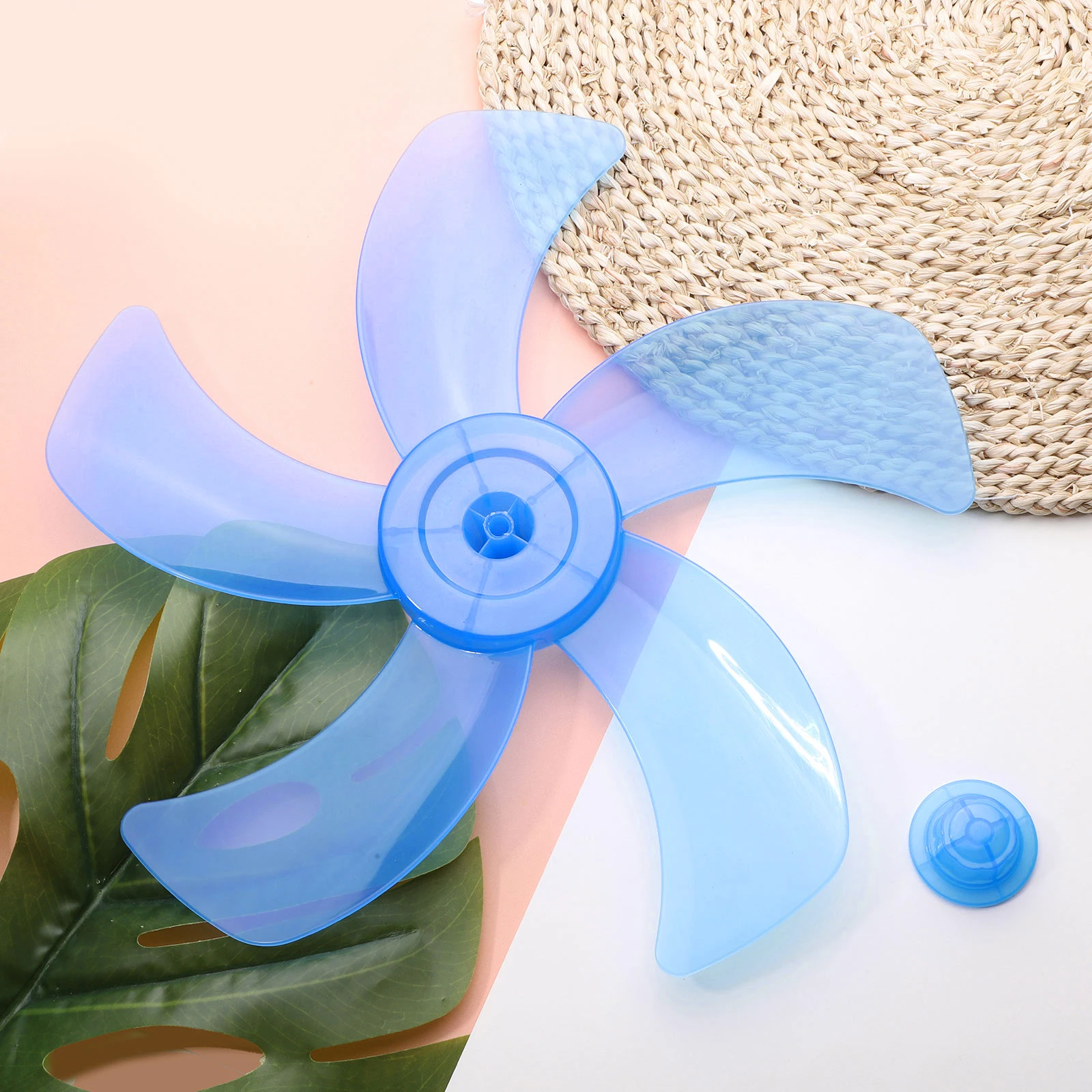 Universal Plastic 5 Leaves Silent Electric Fan Blades with Nut Cover Replacements for Household Fans Standing Fans Table Fans