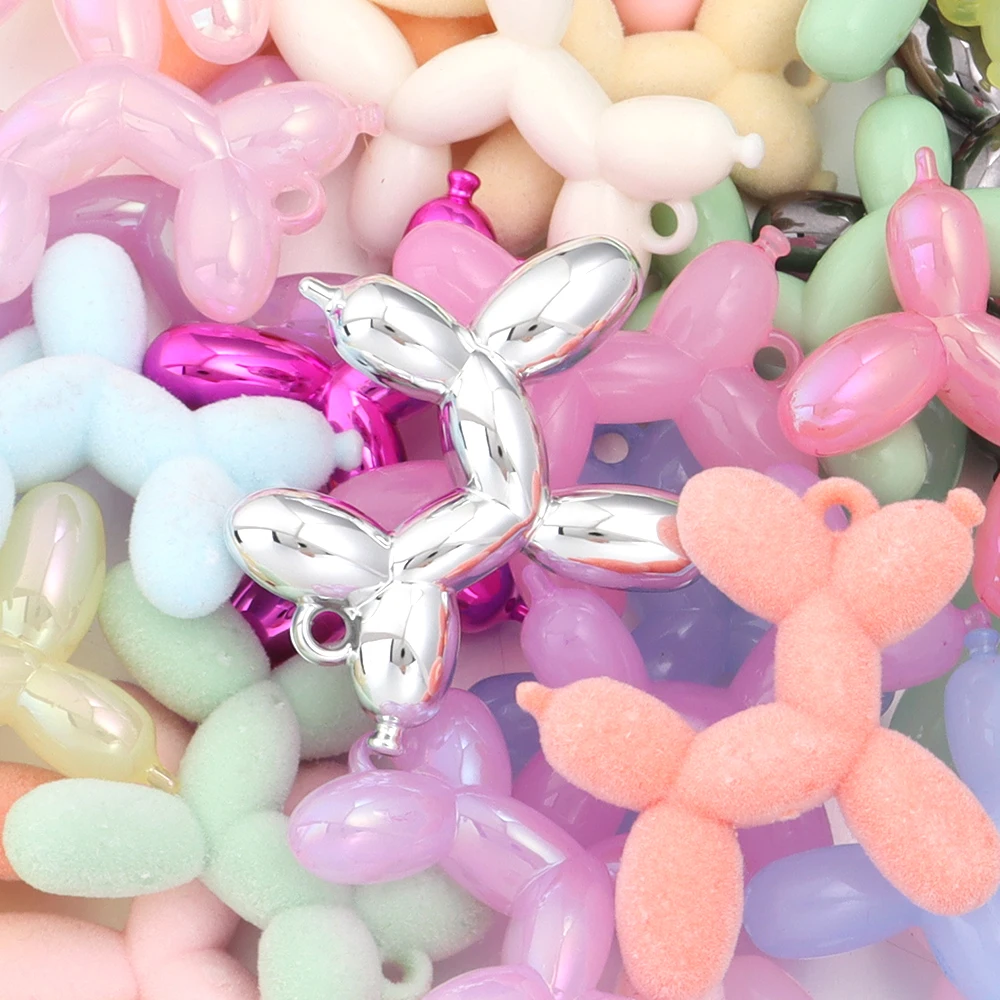 5 قطعة 46x50 مللي متر رقيق بالون الكلب الاكريليك السحر الملونة لطيف Charms قلادة لصنع المجوهرات أساور يدوية قلادة المفاتيح