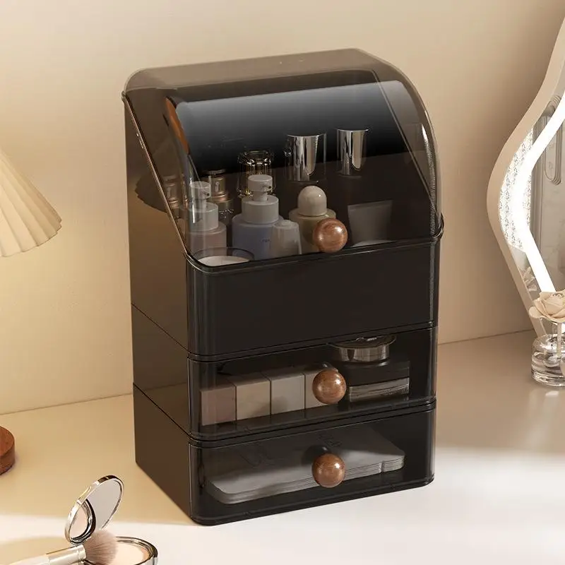 

Large Capacity Cosmetic Storage Box Drawer Type Dustproof Desktop Organizer High-End Feeling Makeup Desk Jewelry Box