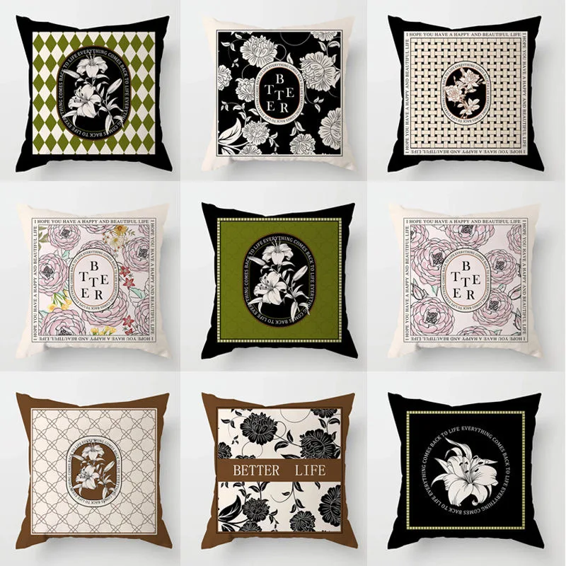 Retro Light Luxury American Pillowcase Sofa Cushion Cushion Cover Bedroom Bed Pillow Cover Square.