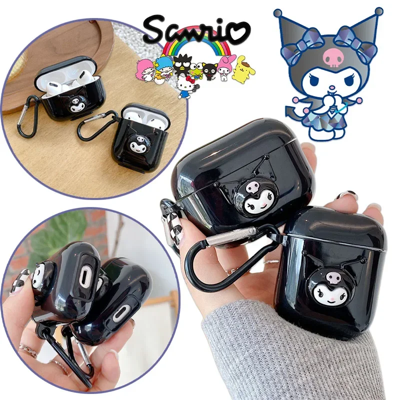 Sanrio Kuromi для Apple AirPods Air Pods 1 Pro 2 3 Чехол черный мультяшный аниме противоударный женский чехол для наушников