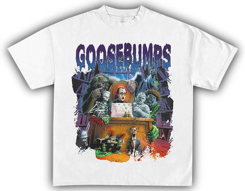 

A Tribute To The Goosebumps Series of Mystery Novels Surrounding The American Retro Cartoon Niche High Street Cotton T-shirt