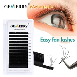 GEMERRY Easy Fan Lashes DIY Volume Faux Mink Mix Length Fast Bloom Russia Long Black Natural Eyelashes Extension Makeup Supplies