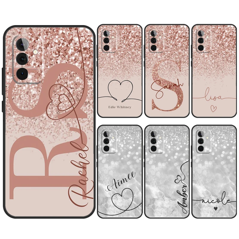 PERSONALISED Glitter name initials Case For Samsung Galaxy A55 A35 A25 A15 A51 A71 A12 A32 A52 A13 A33 A53 A54 A34 A14 Cover