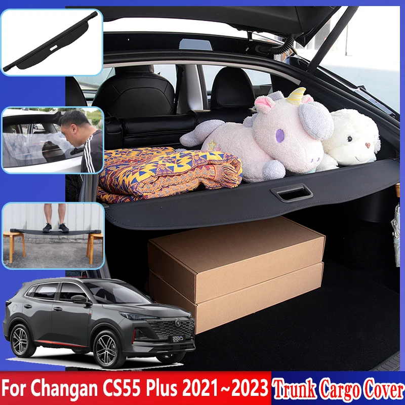 

Car Trunk Cargo Cover For Changan CS55 Plus II Accessories 2023 2022 2021 Rear Boot Curtain Partition Privacy Shade Car Interior