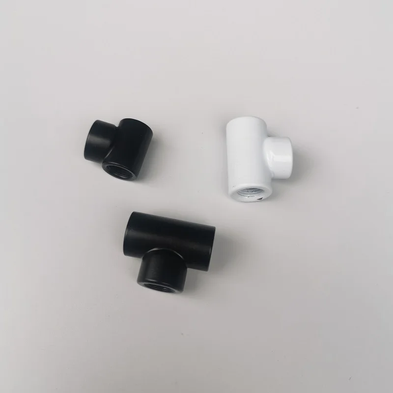 2PCS M10 Black/White Thickened Iron Tee Connector T-Shaped Adapter DIY Lighting Lamp Tooth Tube Tee Connector