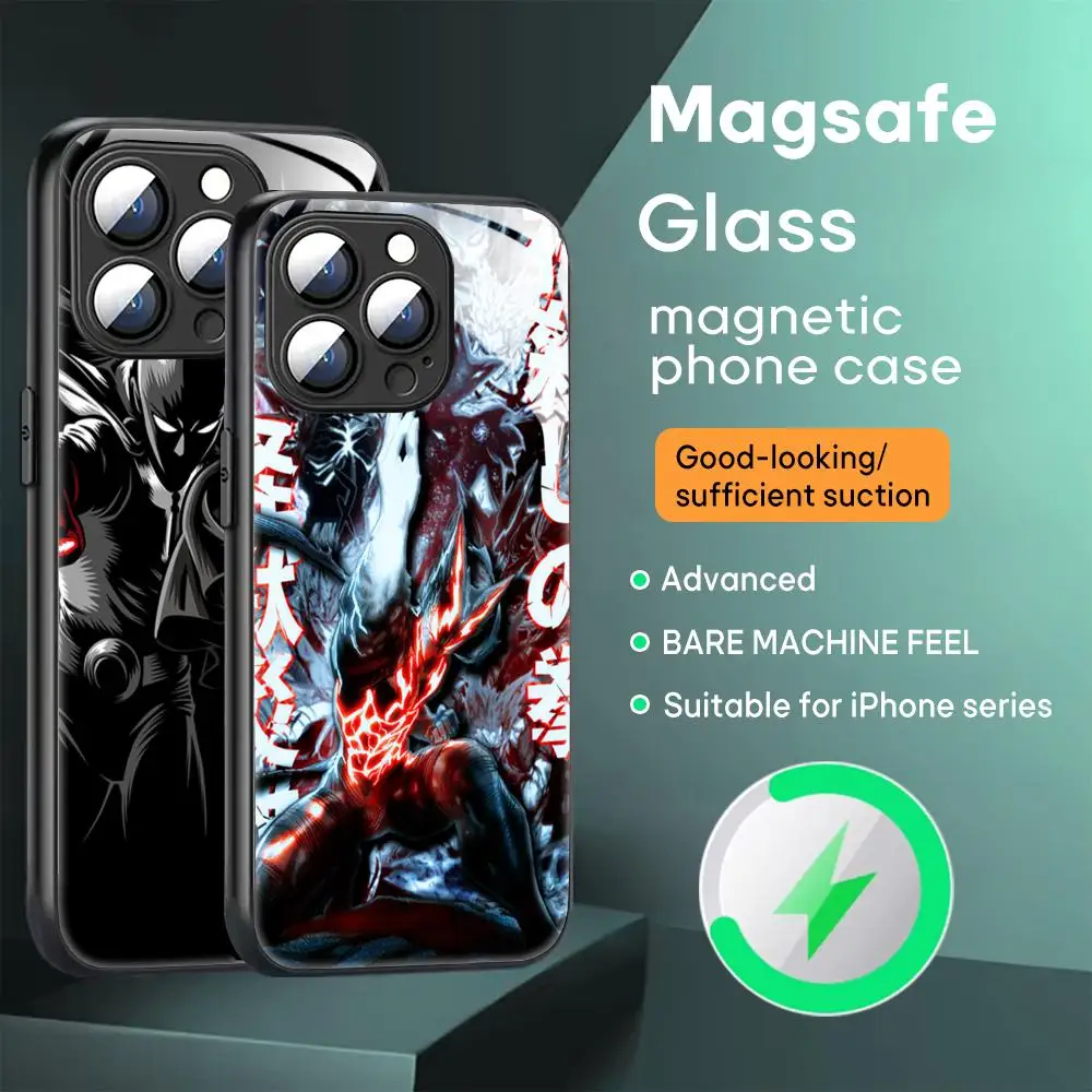 ONE PUNCH-MAN Phone Case For iPhone 16 15 14 13 12 11 X XR XS XSMAX 8 Plus Mini Pro Max Glass Magnetic Phone Case