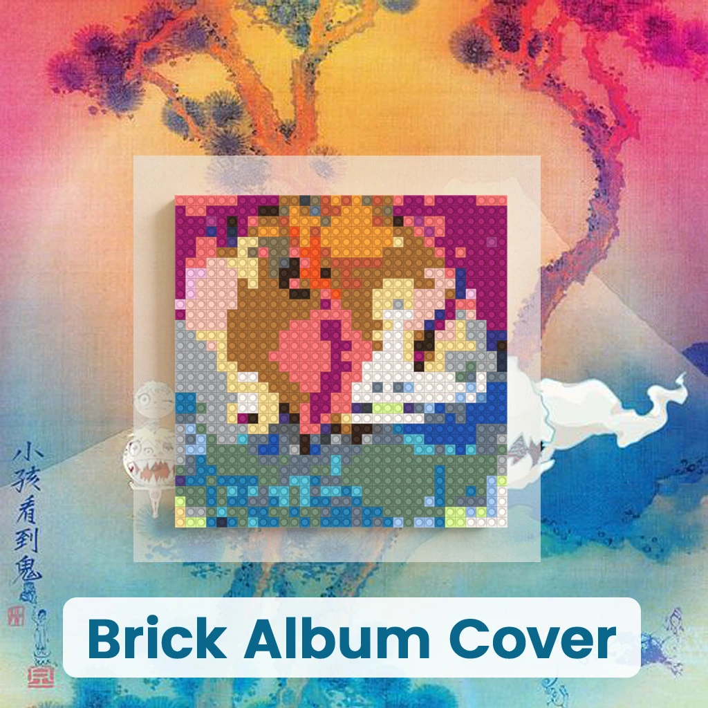 

Набор строительных блоков для создания пиксельной мозаики с обложкой альбома Kanye West Kids See Ghosts, подарок для фанатов хип-хопа и рэпа