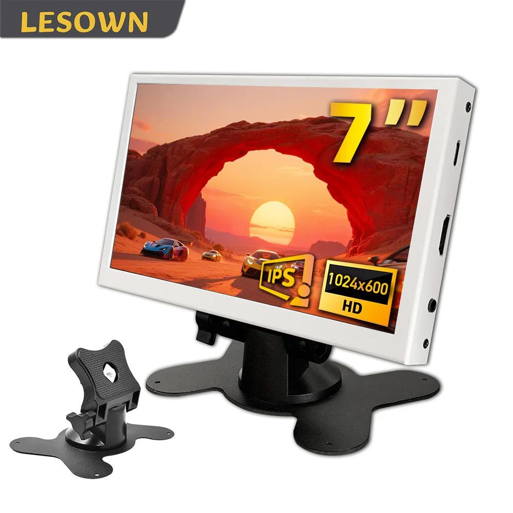 

LESOWN Ультракомпактный ЖК-мини-монитор 7-дюймовый внешний дисплей IPS 1024x600 с боковым экраном для ноутбуков, мобильных устройств, путешествий, игр