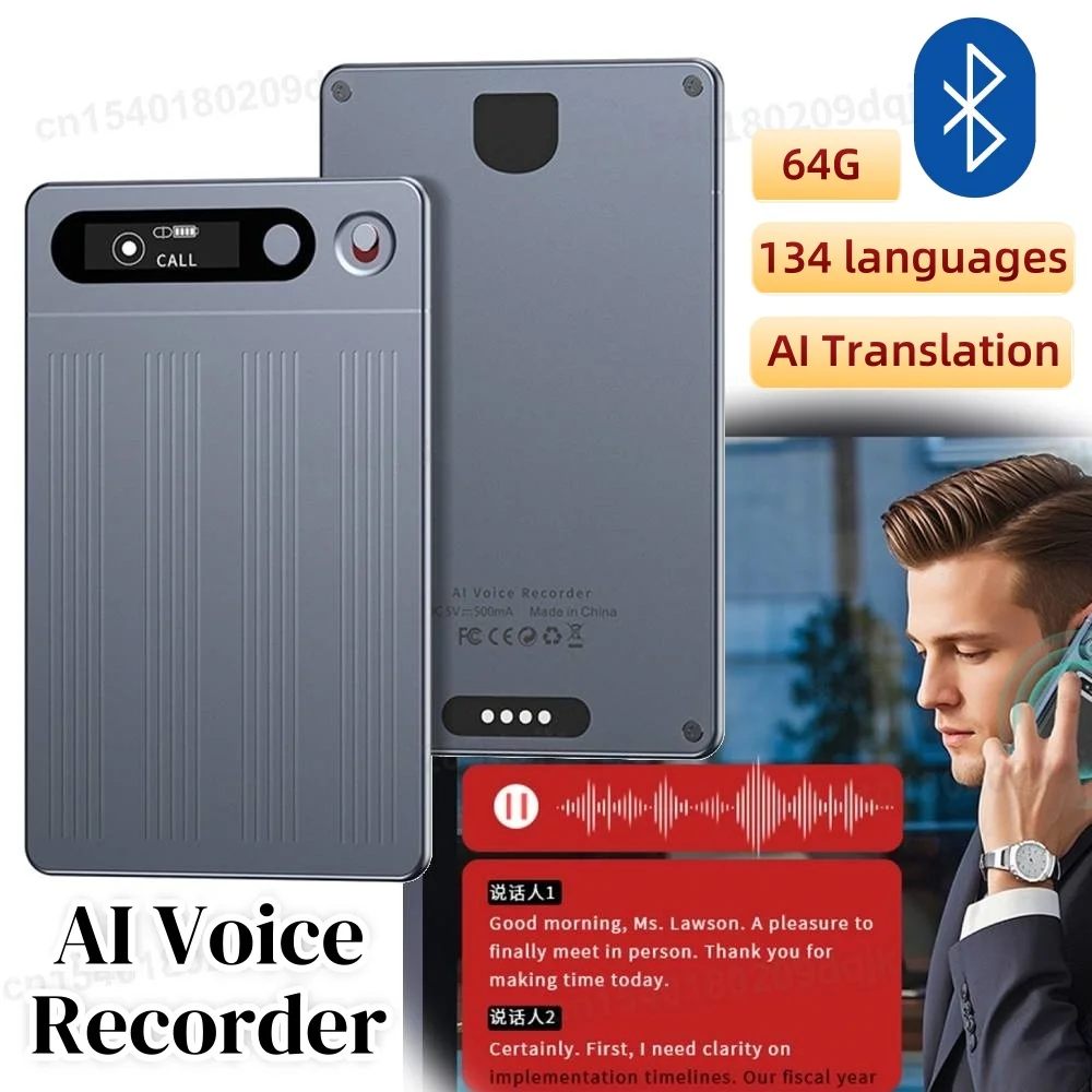 

64G AI Voice Recorder Transcription & Summarization Support 134 Languages AI Notetaking Device for Meetings, Lectures, Calls