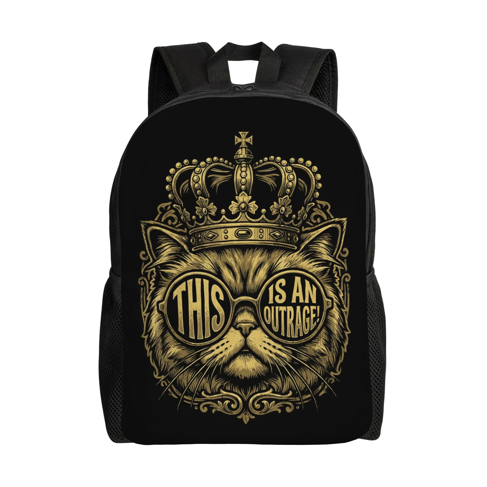 This is an Outrage Funny Princess Cat Donut Gold Backpack Youth  Pattern Backpacks Polyester Casual School Bags High Quality