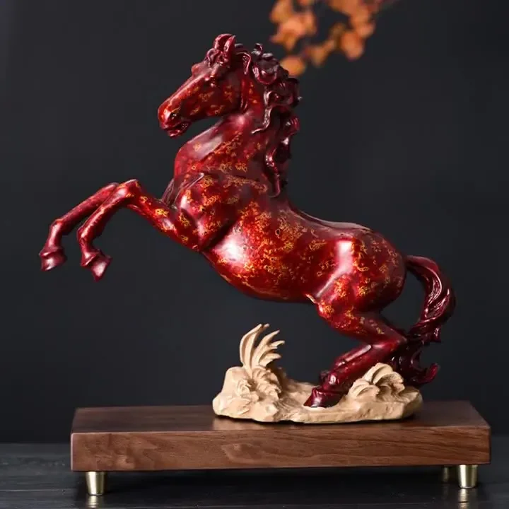 Customized living room company home office decoration horse ornament brass metal handicrafts custom opening housewarming