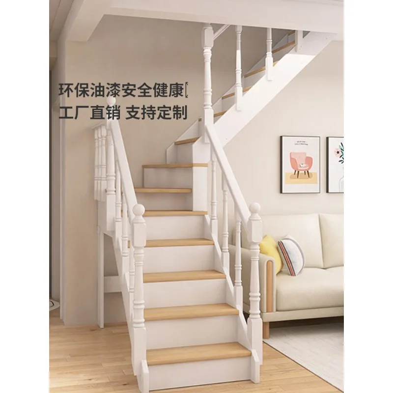 Duplex household solid wood loft stairs custom whole apartment Chinese indoor complete modern wind partition ladders