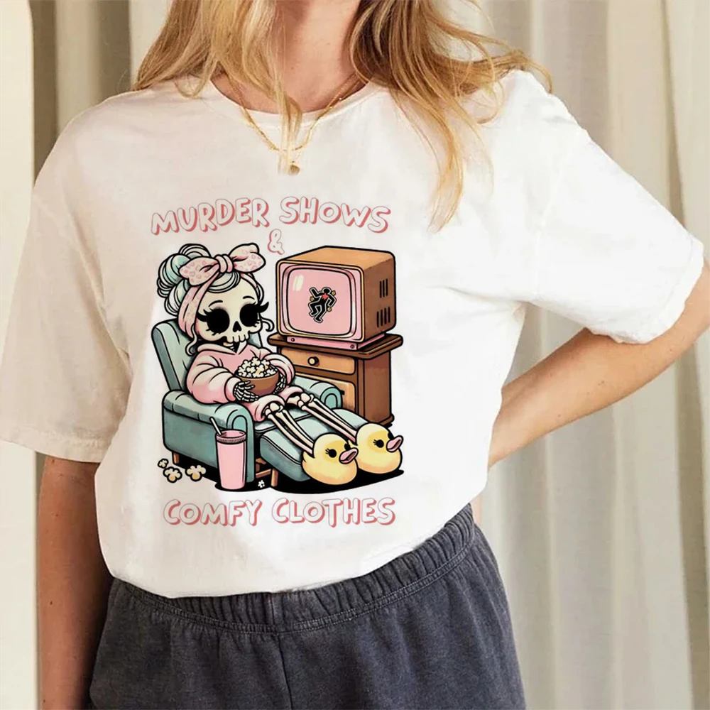 

Murder Shows And Comfy Clothes Trend 90s Graphic T Shirt Women Fashion Short Sleeve Tee Top Female Casual Clothing Ladies Print