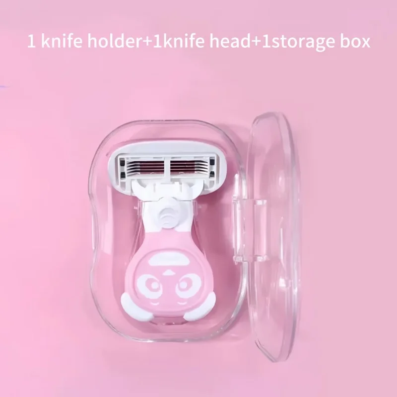 Women Portable Shaver Replaceable Cutter Head Moisturizing Shaver 5 Blades Razor Safety Razor Blades for Face/ Leg/ Armpit