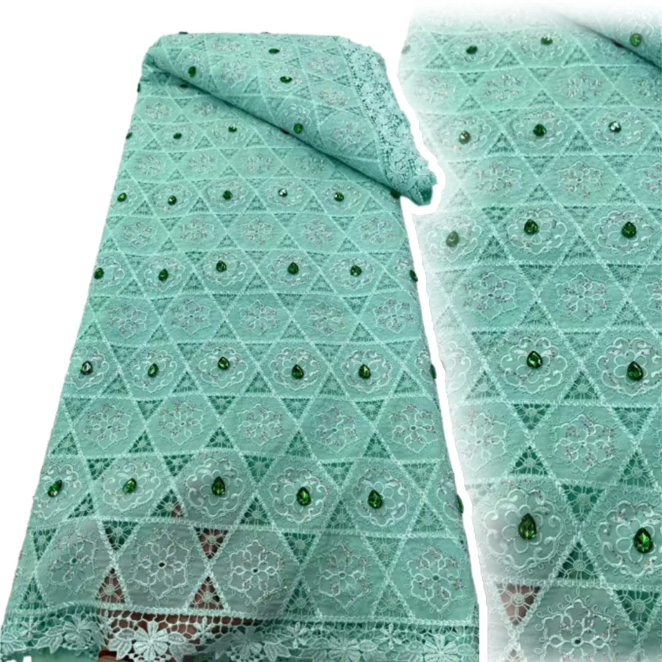 

African Water Soluble Lace Fabric Nigerian Sequins Embroidery French Guipure Cord Lace Fabric for Wedding Dress Sewing AH1253