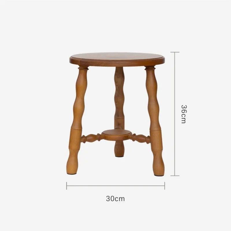 LMM retro triangular round stool medieval small stool solid wood tripod bedside table American shoe changing stool
