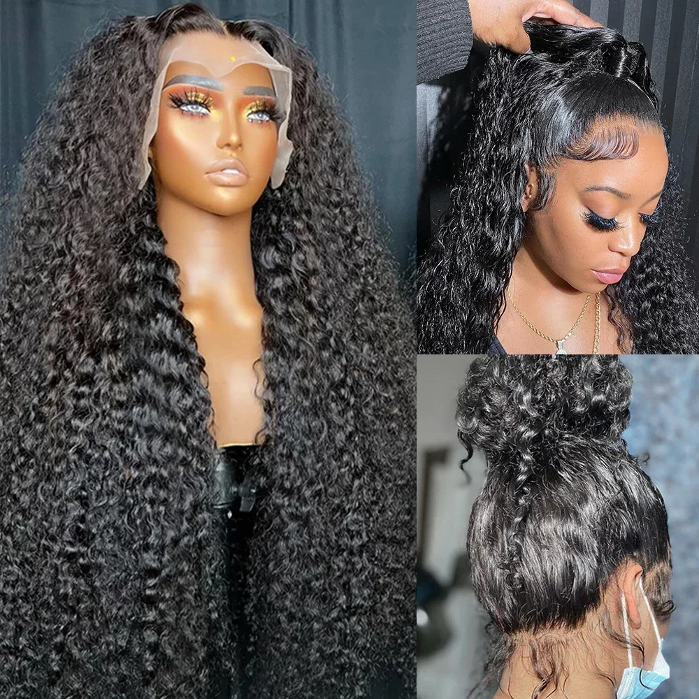 Black Kinky Curly Soft 26“ 180Density Lace Front Wig For Black Women Babyhair Heat Resistant Glueless Preplucked  Daily Wig