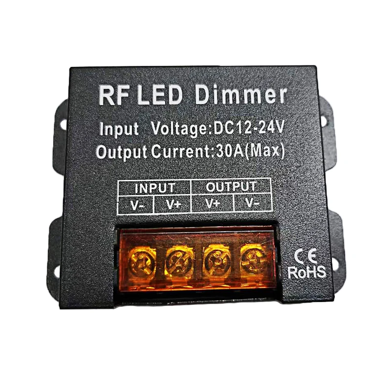 DC12-24V 30A Output Single Channel LED Strip Dimmer 3Key Wirelss RF Remote Control for Single Color 5050 3528 LED String Ribbon