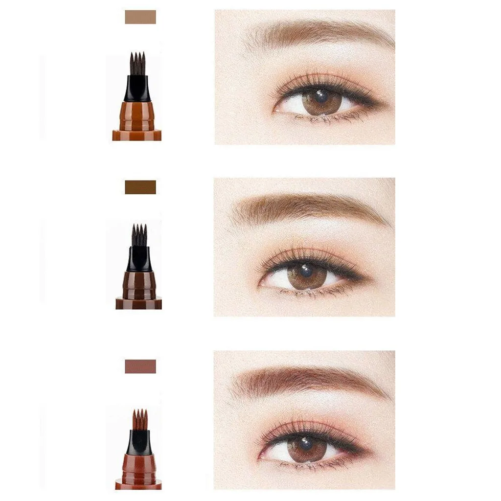 2025 new 4 Point Eyebrow Pencil Makeup Liquid Eyebrow Pen Waterproof Fork Tip Eyebrow Makeup Long Lasting Like Real 5ml 4pcs