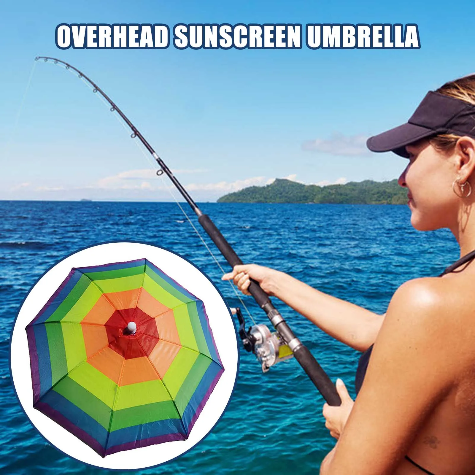 Rainbow Umbrella Hat Umbrella Hat with Elastic Band Fishing Umbrella Hat for Outdoor Party Beach Hiking