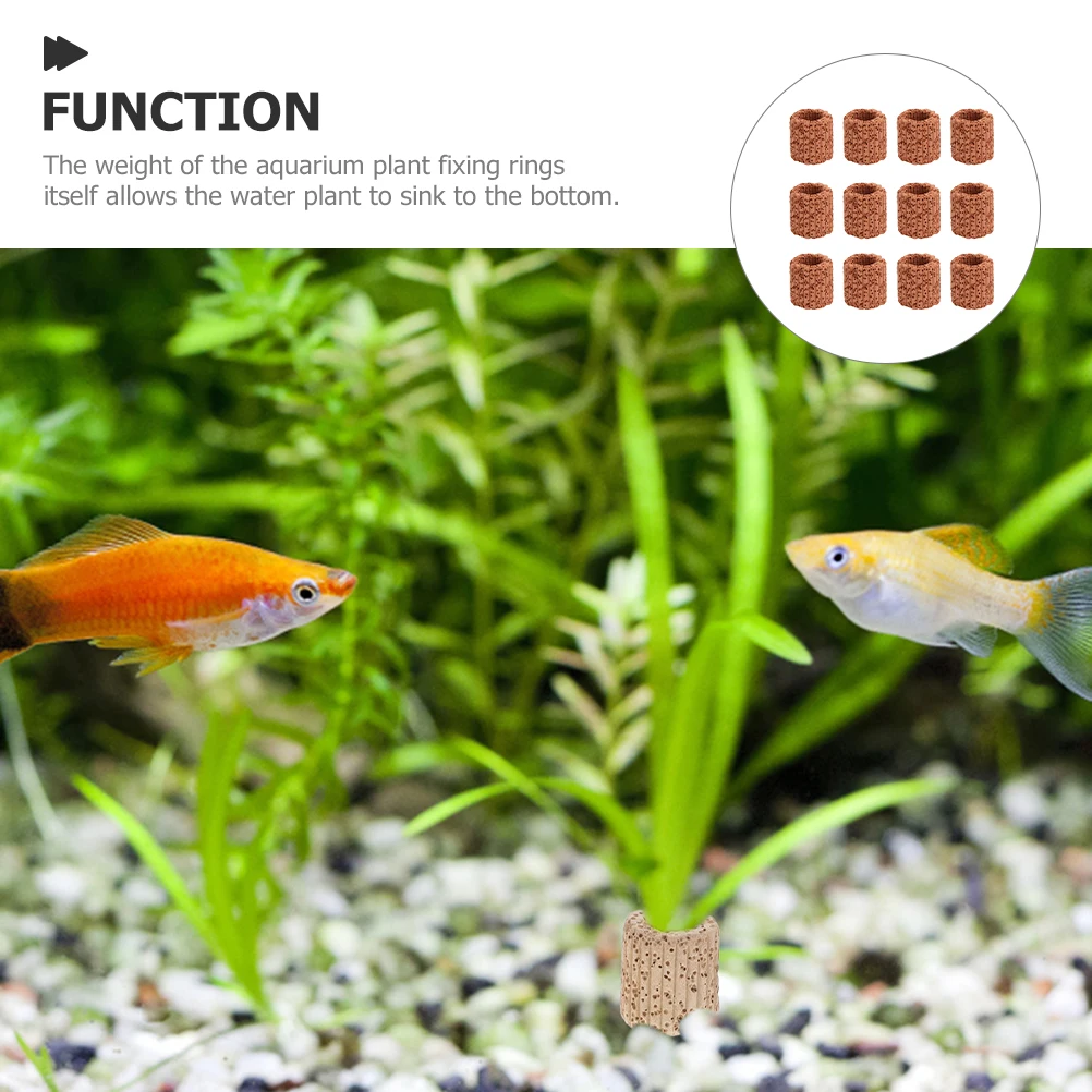 

12Pcs Anti Floating Plant Fixing Ring Underwater Pottery Fish Tank Decors Plant Fixed Ring Fish Tank Decors Planting Accessory