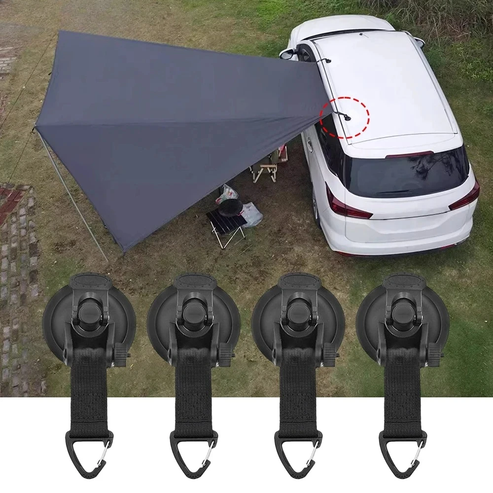 2/4 Peças Gancho de Sucção para Tenda de Carro, Fixadores Laterais para Toldo, Acessório para Acampamento ao Ar Livre, Van e RV, Gancho de Segurança para Carro e RV