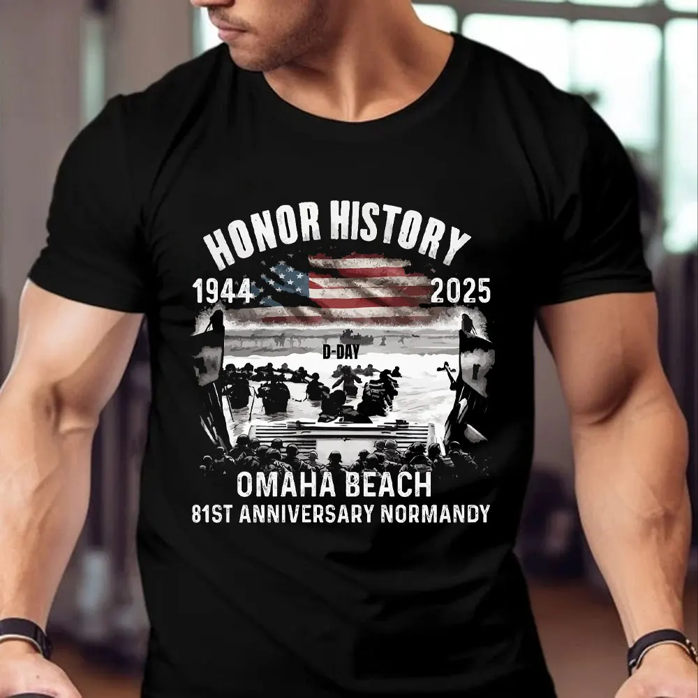 

D-Day 81th Anniversary Commemorative Shirt UK Canada France T-Shirt D-Day Anniversary Gift Normandy 1944-2025 Cotton Shirts