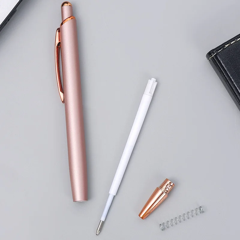 Rose Gold Ballpoint Pen with Aluminum Rod, Classic Metal Jumping Pen, Simple and Atmospheric