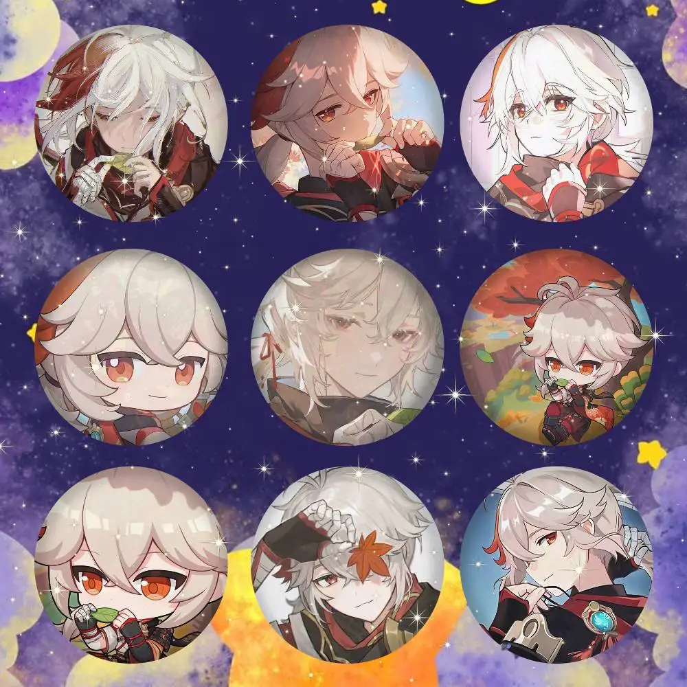 Kaedehara Kazuha Genshin Impact Badges Button Round Creative Pin Brooch Badge Bag Decor Accessories Fans Collect Friends Gifts
