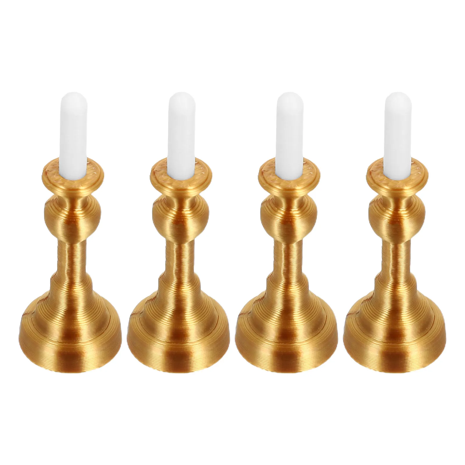 4Pcs Resin Miniature Candleholder Vintage Style Realistic Candlestick Set for 1:12 Scale Dollhouse Scene Accessories Tabletop