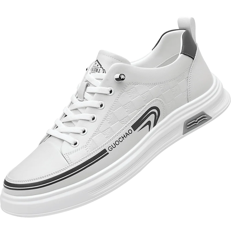 

2026 Spring New High-End Genuine Leather White Sneakers Versatile Men's Sports Casual Soft Sneakers