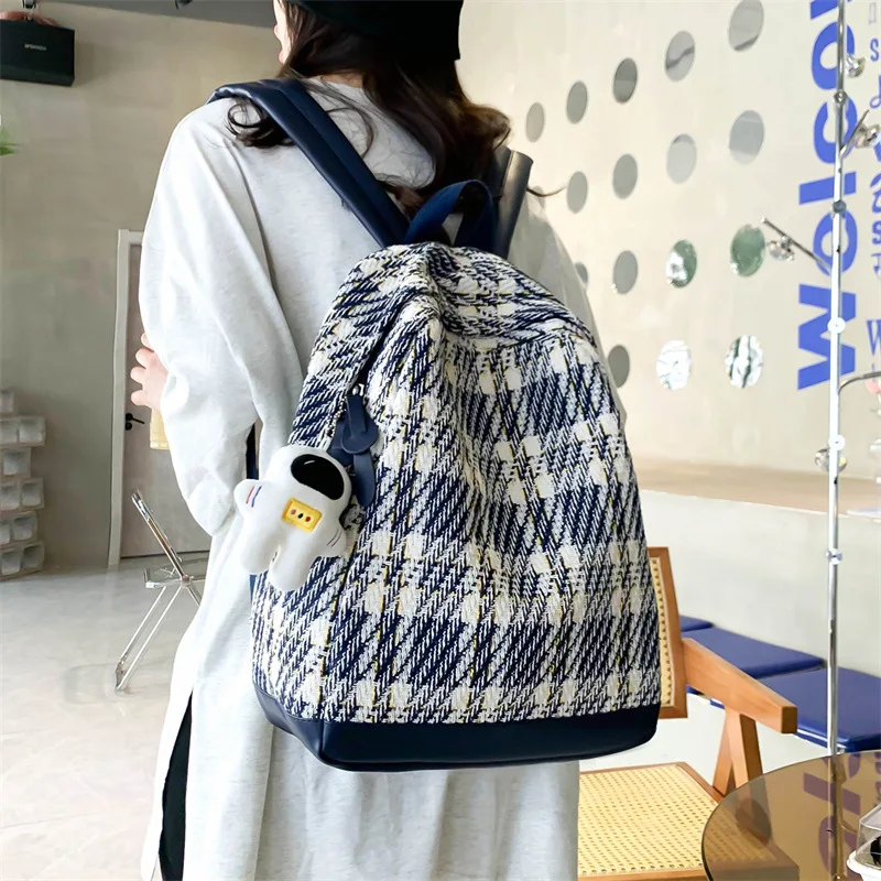 

Fashion Corduroy Collage Backpack Women Anti-theft Shoulder Bag Casual Large Capacity School Bag for Teenager Travel Rucksack