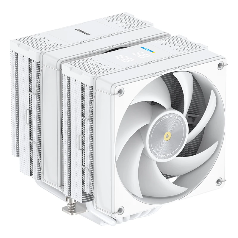 COOLLEO 6 Heat pipe Twin Towers Radiatore raffreddato ad aria Display della temperatura in tempo reale Dispositivo di raffreddamento della CPU per LGA1700 1200 115X AMD AM4 AM5
