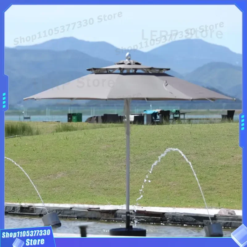 Modern Waterproof Outdoor Aluminum Double-Layer Sunshade Patio Umbrella for Courtyard & Beach Use